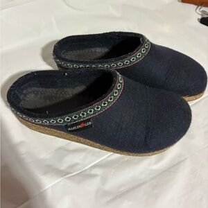 Haflinger Navy Blue Wool Clogs